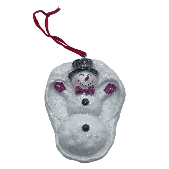 Glitter Snowman Ornament Making Snow Angel - Black Hat, Red Gloves, Bow Tie - Picture 1 of 2